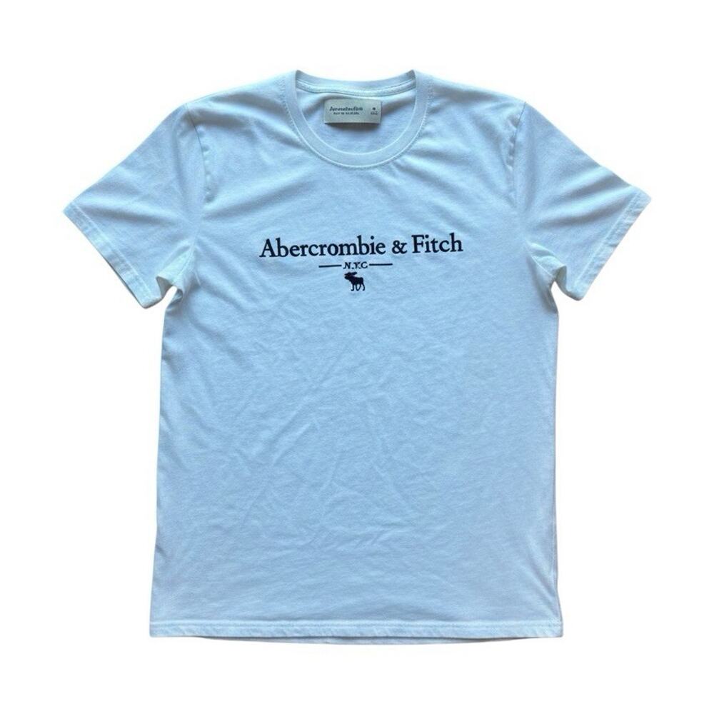 Abercrombie & Fitch Soft A&F Collection Men's M Light Blue Logo Knit T-Shirt I1